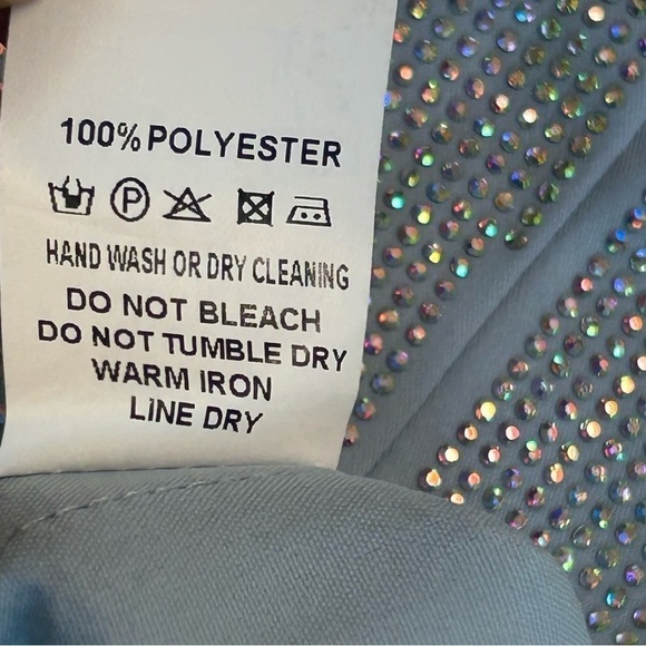 AKIRA POP STAR FITTED RHINESTONE EMBELLISHED DIAMONTE TROUSERS Blue Sz L NWOT - Picture 9 of 15